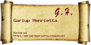 Gariup Henrietta névjegykártya